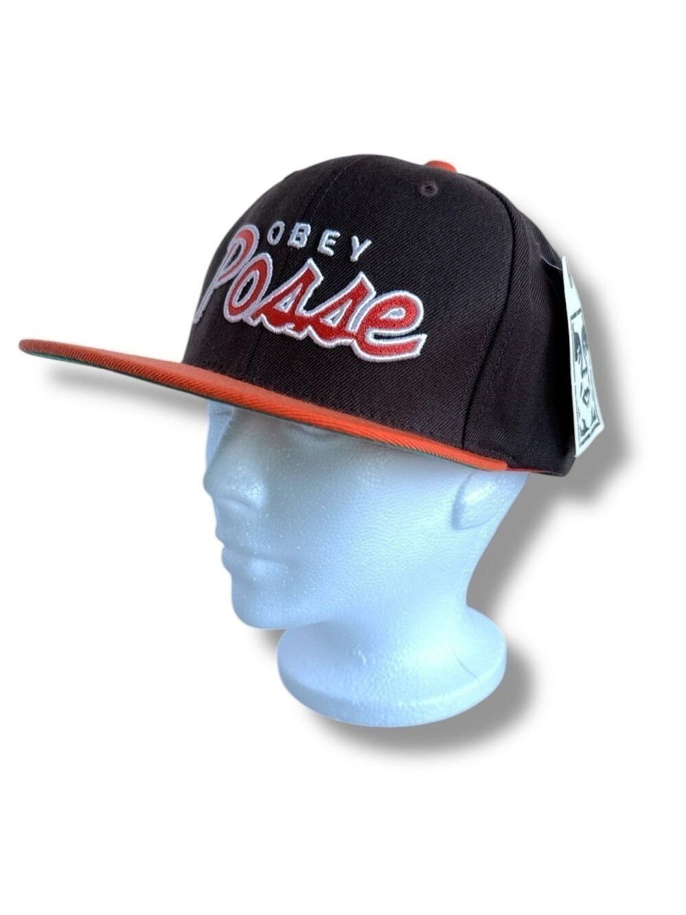 NWT Obey Brown and Orange Posse Snapback Hat Cap Wool Blend